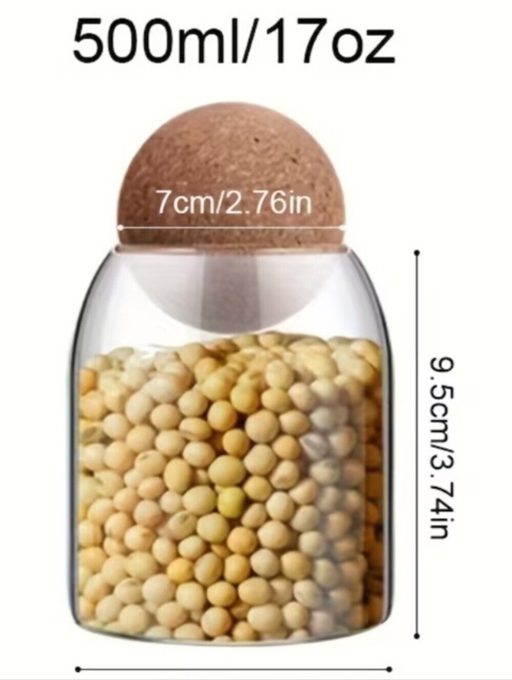 Cork Top Glass Jar - Clear Glass with Natural Cork Lid - Picture 8 of 8